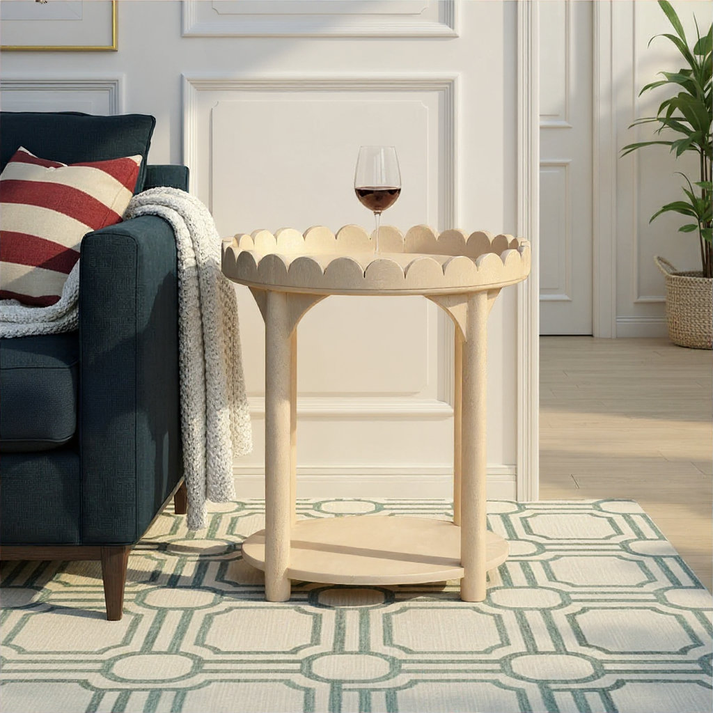 Madeline 20" Mango End Table, White