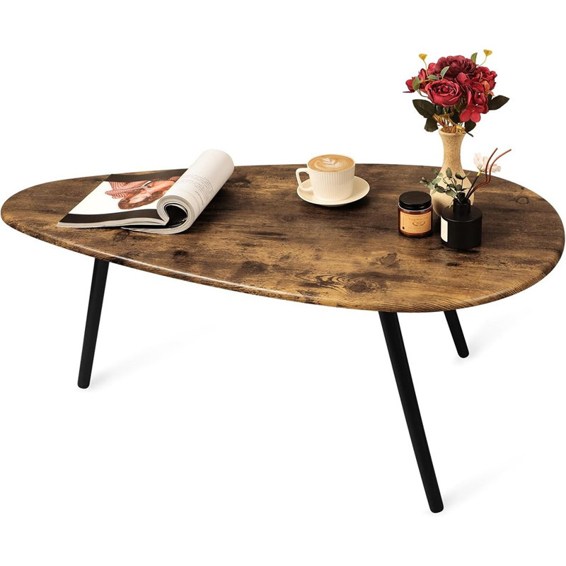 Petite table basse ovale de style Mid-Century pour le salon, table d'appoint rustique avec canapé au centre, assemblage facile