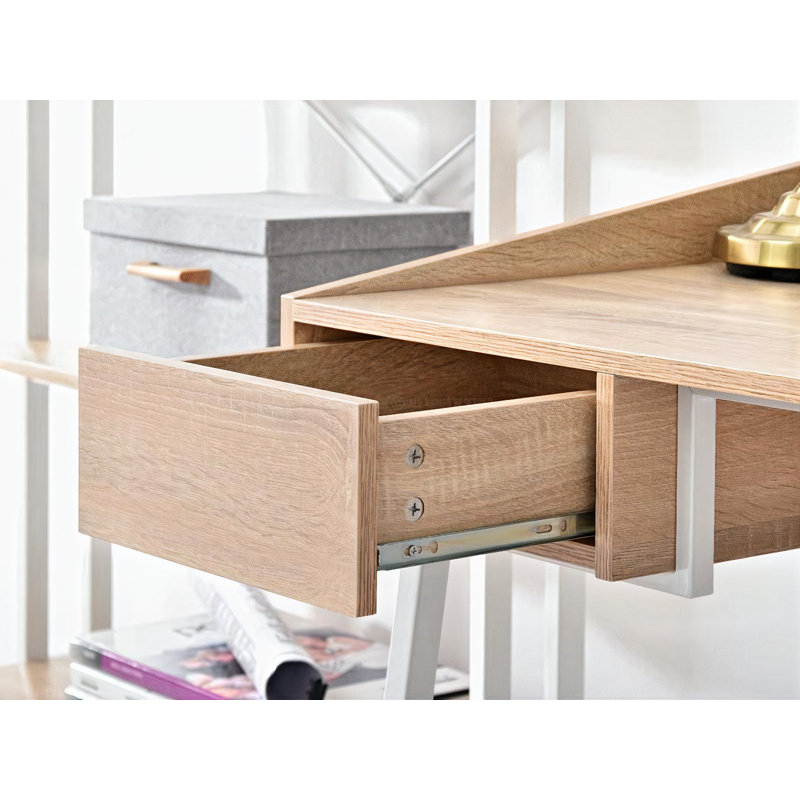Seaway Metal Base Writing Desk, White, Oak
