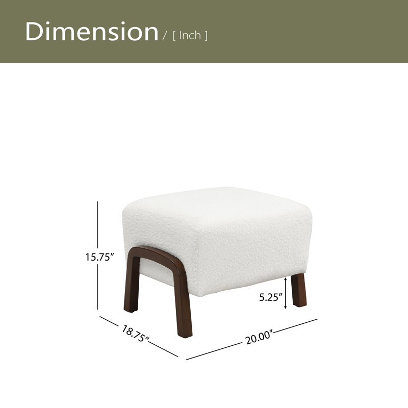Upholstered Ottoman, Wooden Legs