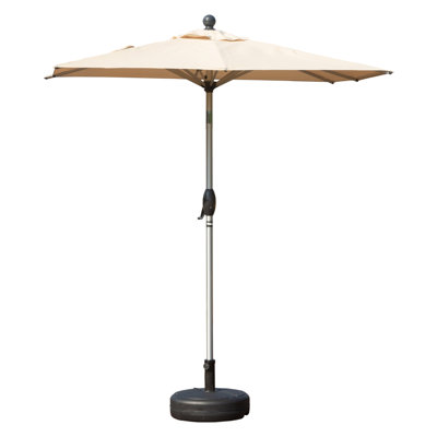 Parasol de patio rectangulaire avec fonction de levage à manivelle et d'inclinaison, beige (base non incluse)