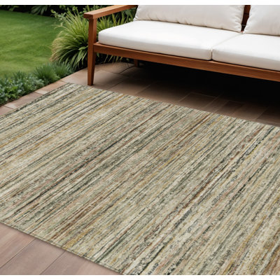Tapis intérieur lavable rayé beige 9 pi x 12 pi