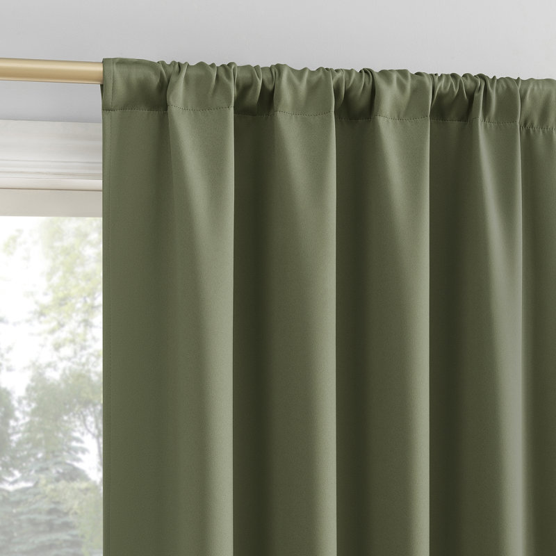 Sage Green 84" Blackout Rod Pocket Curtain Panel