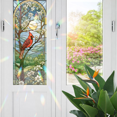 Film décoratif pour fenêtre, motif cardinal, pour porte de douche, protection contre la chaleur et les UV