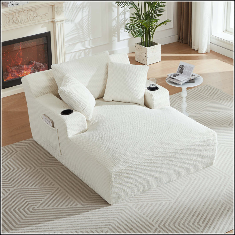 Méridienne surdimensionnée pour l'intérieur, sans assemblage requis, canapé-lit confortable, Crème