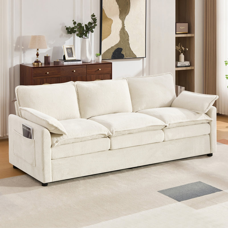 Canapé rembourré moelleux 88,2 po Modern, Beige