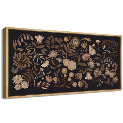 «Vibrant Wildflower Lush Summer Garden Blooming Trees Antique Retro Colorful Room Extra Large Wall Decor», reproduction encadrée