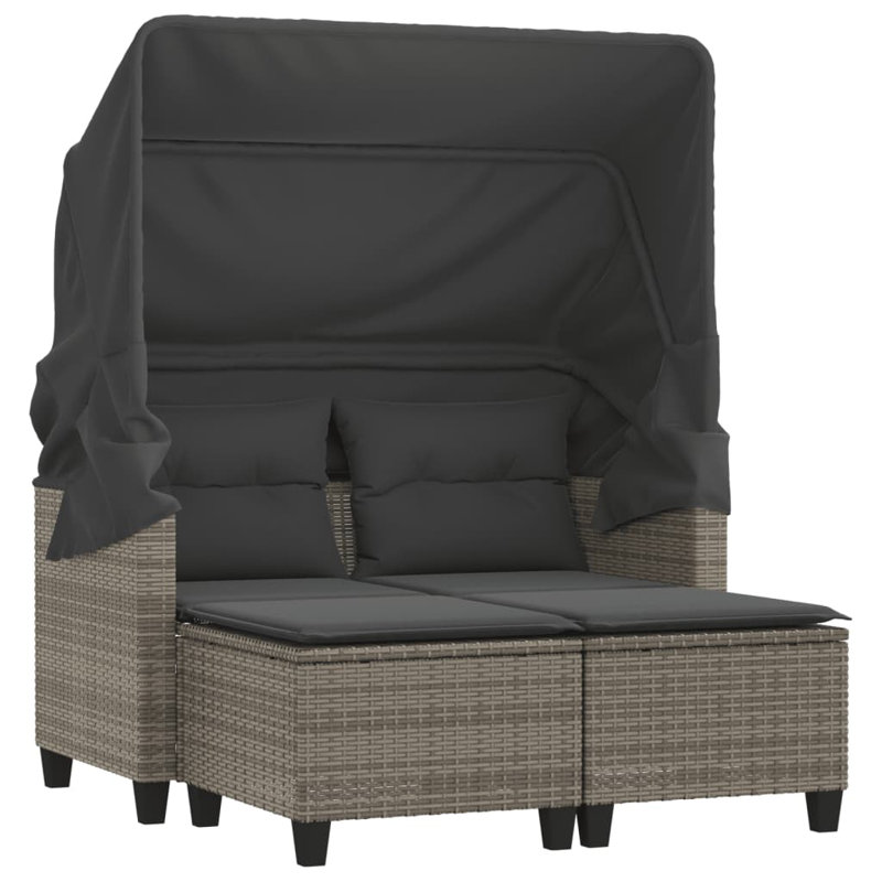 48.4'' Wide Rectangle Patio Sofa with Cushions, Dark Gray/Gray