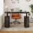 55.1 Inch Wide Electric Standing Desk with Storage, Home Office Height Adjustable Standing Desk with Cabinet-1202768194