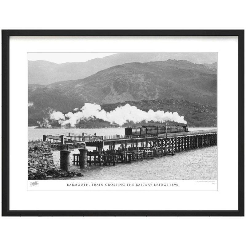 Barmouth, Train Crossing The Railway Bridge 1896 - Single Picture Frame Print, 40cm H x 50cm W x 2.3cm D