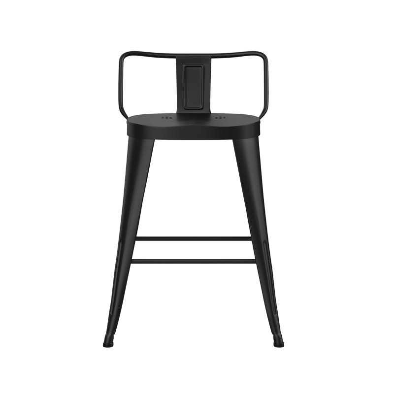 Saddle Seat Counter & Bar Stool With Metal Frame(Set Of 4), Counter Stool (23.4" Seat Height), Black