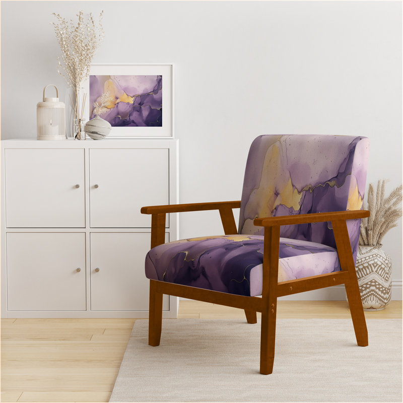 Fauteuil Berdahl, Accoudoirs carrés bruns, Orange Velvet