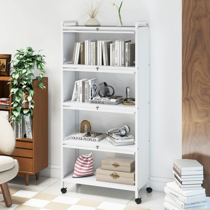 Armoire de rangement autoportante à 4 niveaux avec porte pour petits espaces , Blanc
