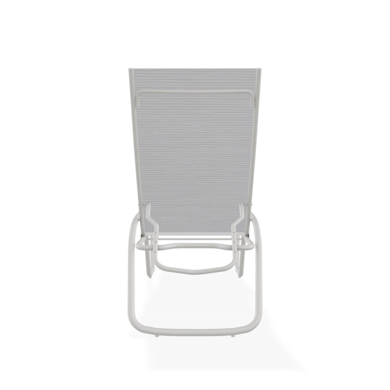 Outdoor Rust-Resistant Metal Chaise Lounge, Textured Snow, Abalone
