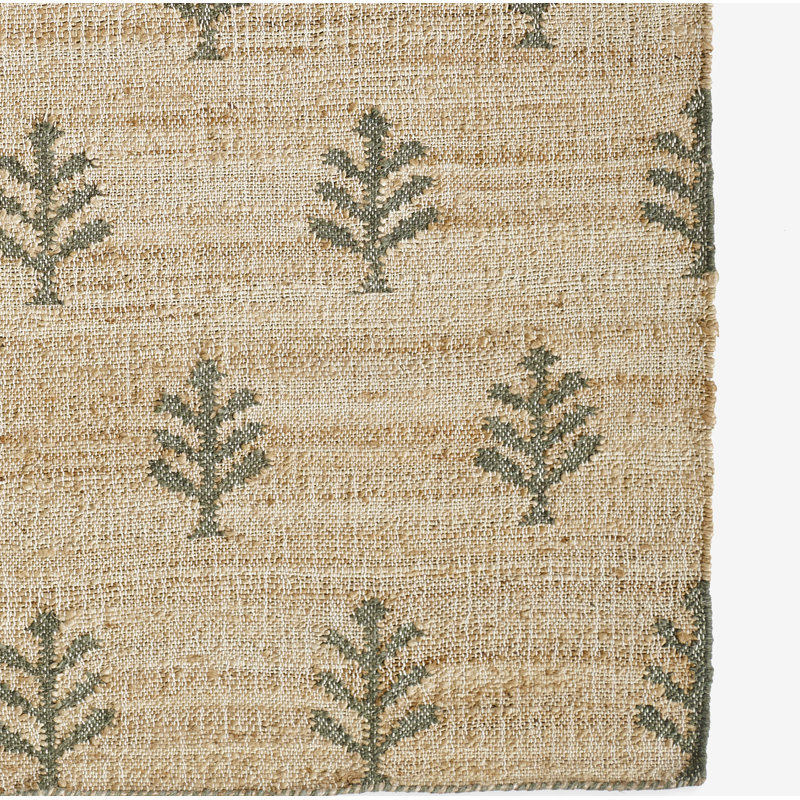 Adoria Verdure Natural Hand Woven Wool and Jute Area Rug, Rectangle 2' x 3'