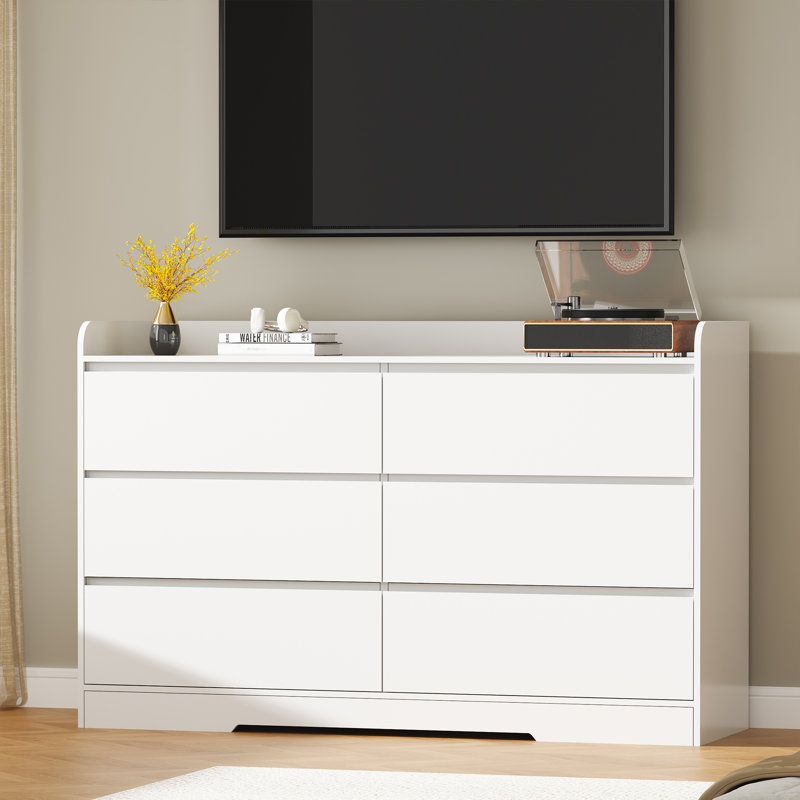 Commode double à 6 tiroirs 47,2 po Adriel, Blanc