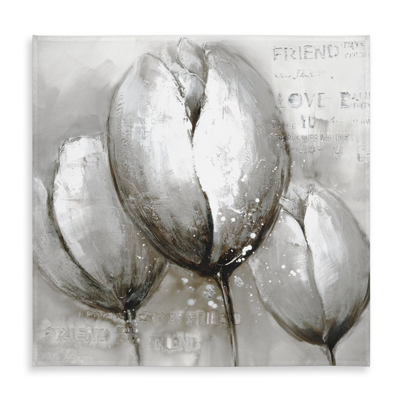 Botanical Gray Tablecloth - Three White Tulips - Indoor/Outdoor