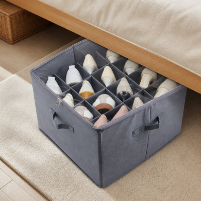 Rangement pour chaussures sous le lit, paquet, compartiments, boîte à chaussures sous le lit, diviseurs réglables, rangement pour sandales avec fenêtre transparente, poignées respirantes et renforcées