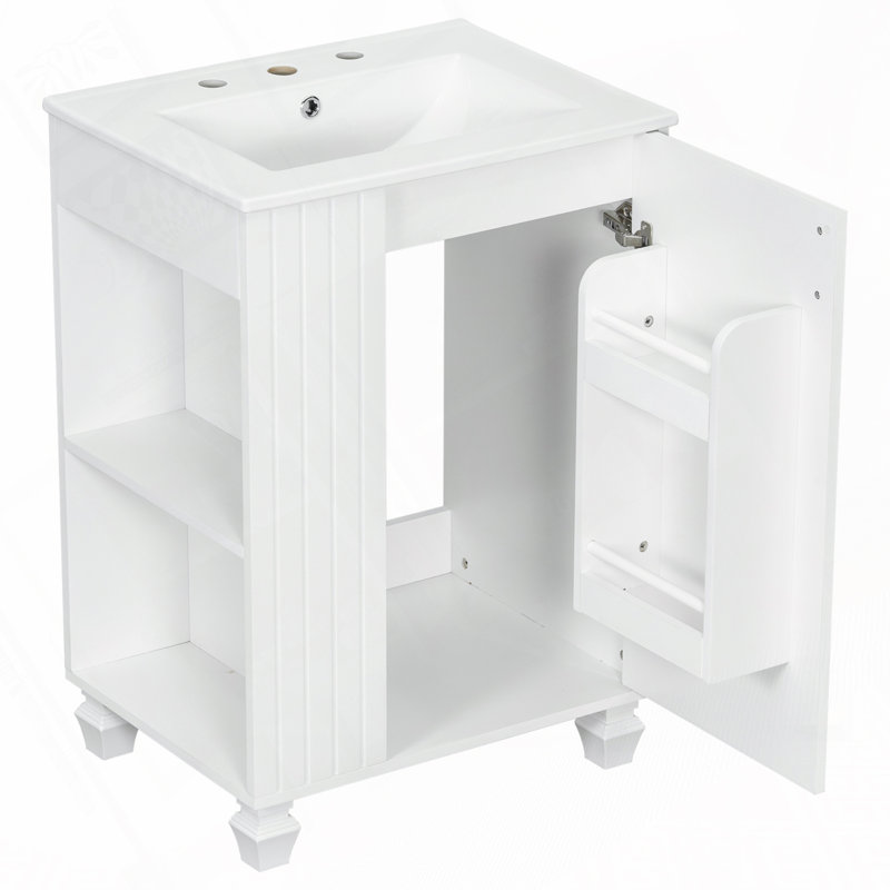 Meuble-lavabo 24 po avec lavabo en céramique, Blanc