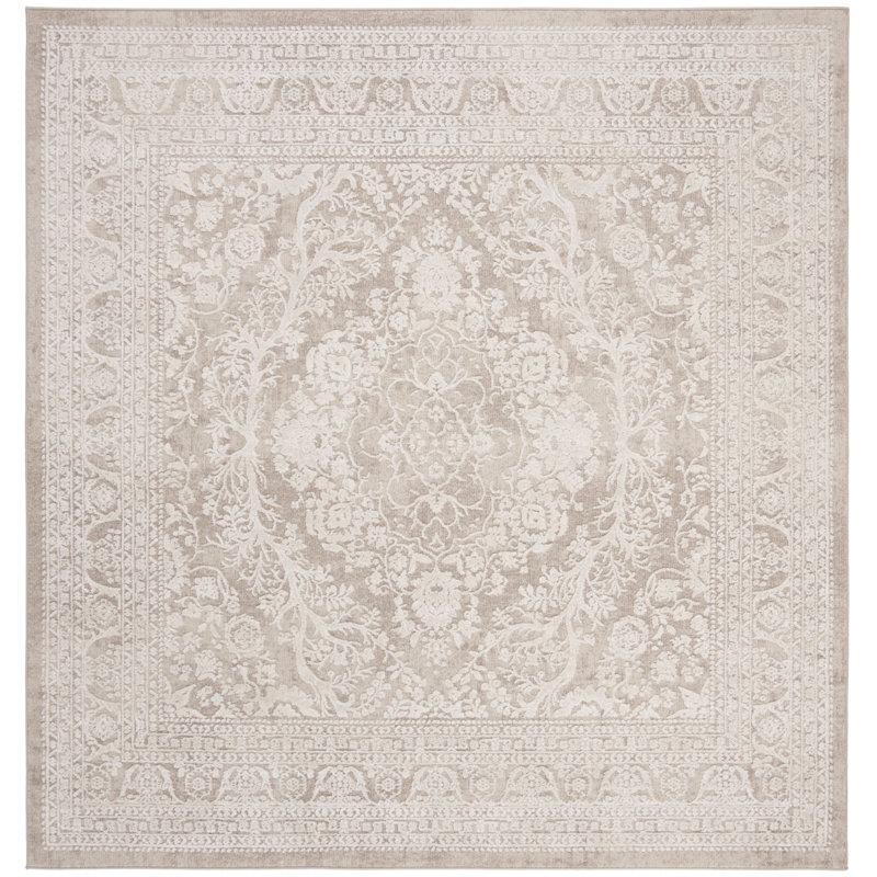 Tapis beige / crème Calidia, Carré 6 pi 7 po