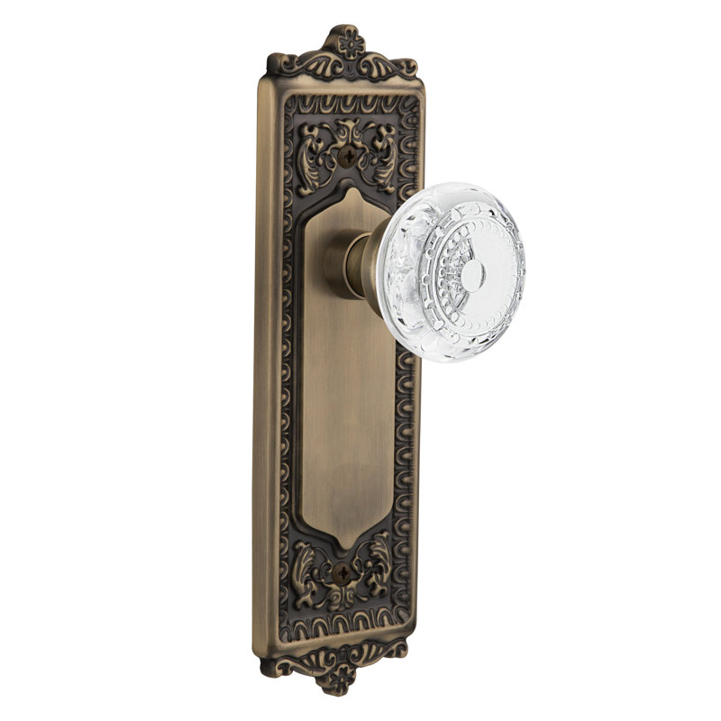 Egg & Dart Plate with Crystal Meadows Knob, Antique Brass