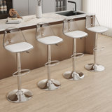 Swivel Upholstered Adjustable Height Counter Stool(Set of 4)