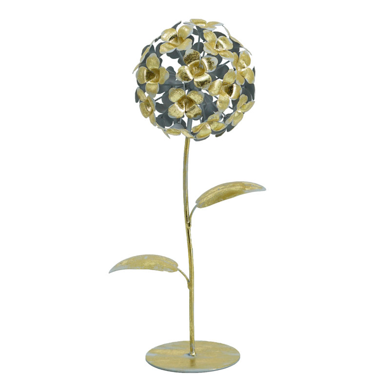 Iron Hydrangea Statuary - 5" x 5" x 14" - Gold
