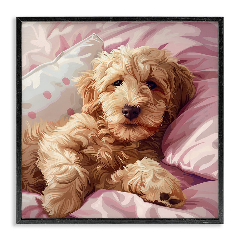 «Stupell Industries Sleepy Labradoodle in Bed», art de la giclée encadrée par Jim Baldwin, H 24 po x l 24 po