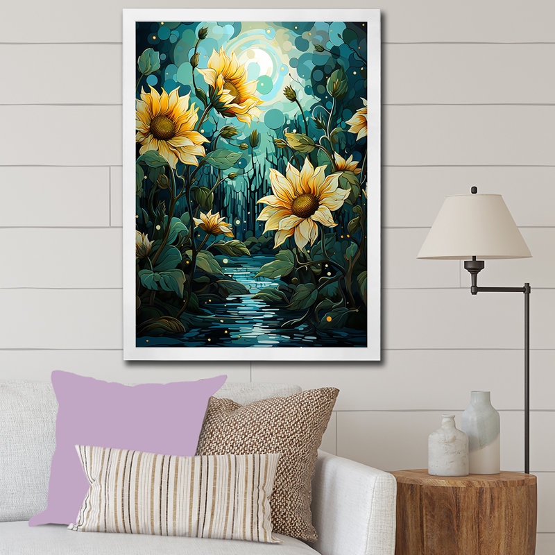 Tournesols méticuleusement sur toile, Cadre photo blanc, H 32 po x l 24 po x P 1 po