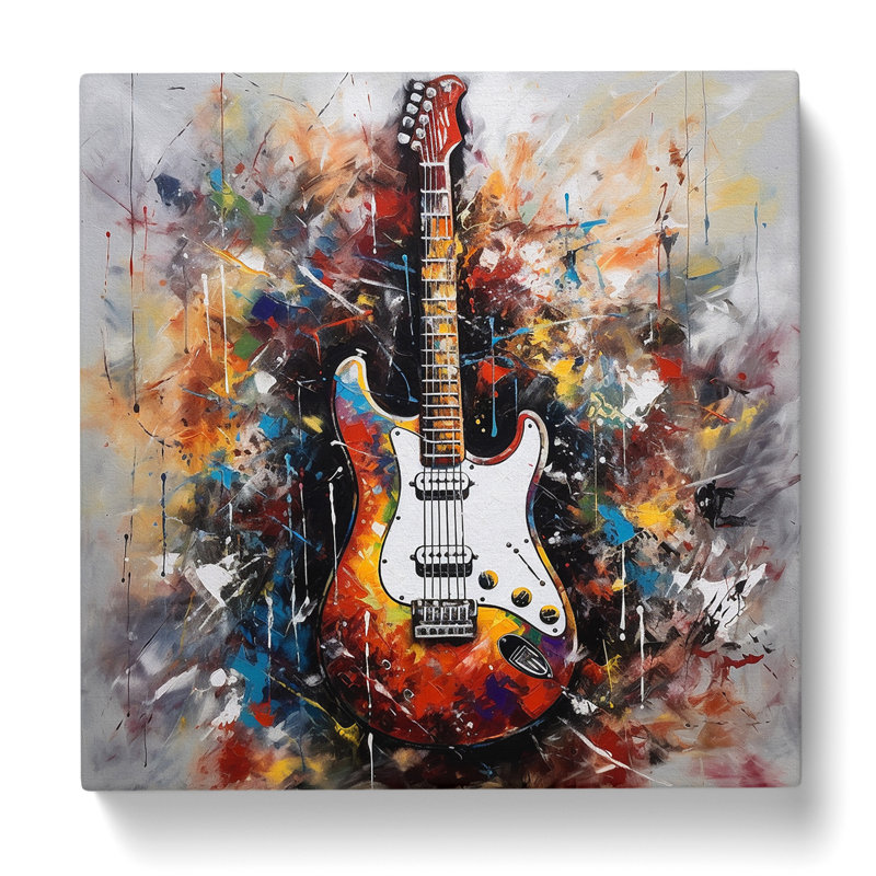 Electric Guitar Expressionism - Wrapped Canvas - Framed Print, 35cmH x 35cmW