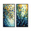 Branche d'olivier d'été bleue et jaune - Feuilles, tableau mural en deux parties sur toile-1689286574-1689286570
