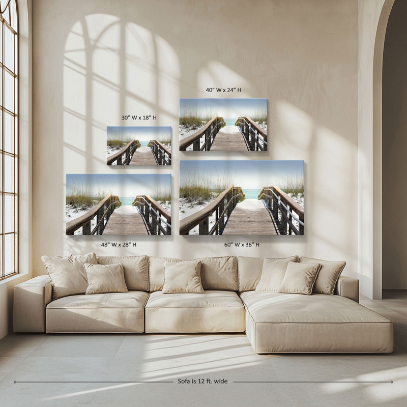 "Be Happy Walkway" par Nan, reproduction sur toile, H 24 po x l 40 po x P 1,5 po