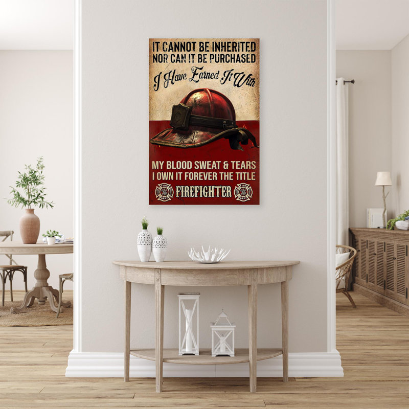 Pompier sur toile, impression, H 36 po x l 24 po x P 1,25 po