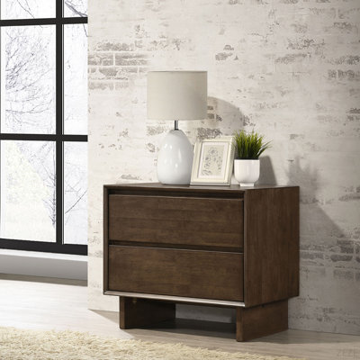 Warm Brown 2-Drawer Nightstand Bedside Table