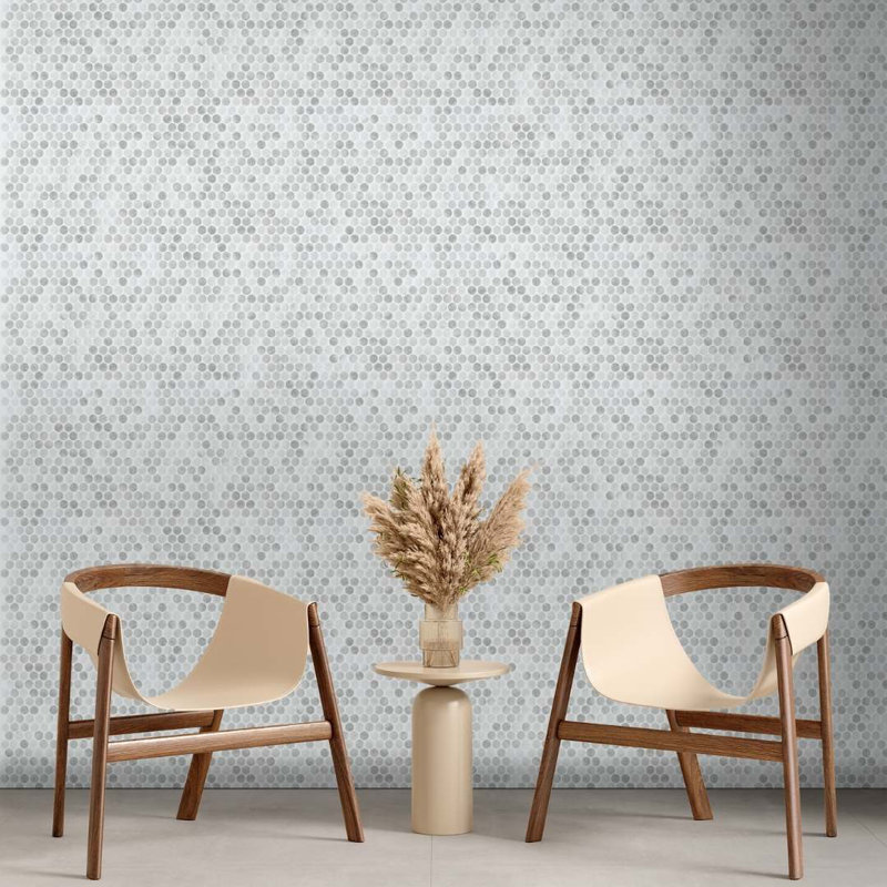 Eterna Penny 12"x12" Recycled Glass Mosaic Tile, Mauna Blis