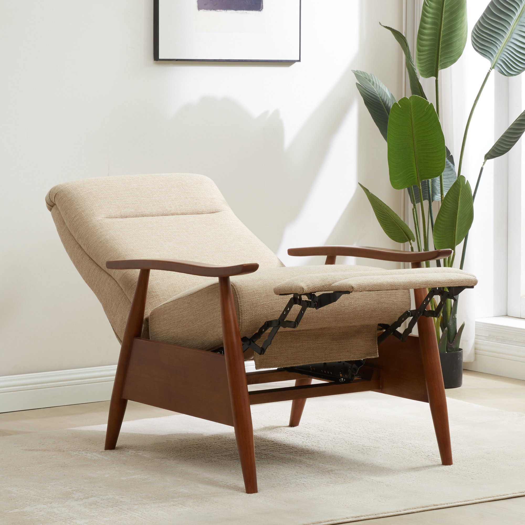 Imona 30" Wide Leather Recliner, Rawhide Fabric