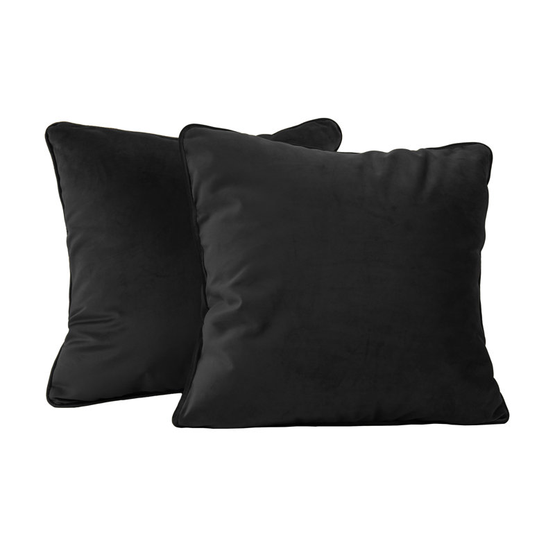 Rectangle Lumbar Microfiber Pillow with Piping, 2-pack, Onyx, Square 18"