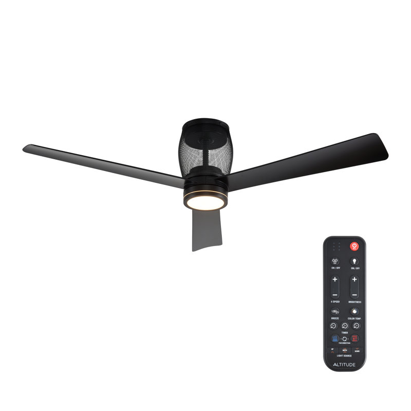 Helix 52" Indoor/Outdoor Ceiling Fan with LED Light, 6CCT Dimmable Ceiling Fan with Light and Remote - Matte Black and Mesh Cover