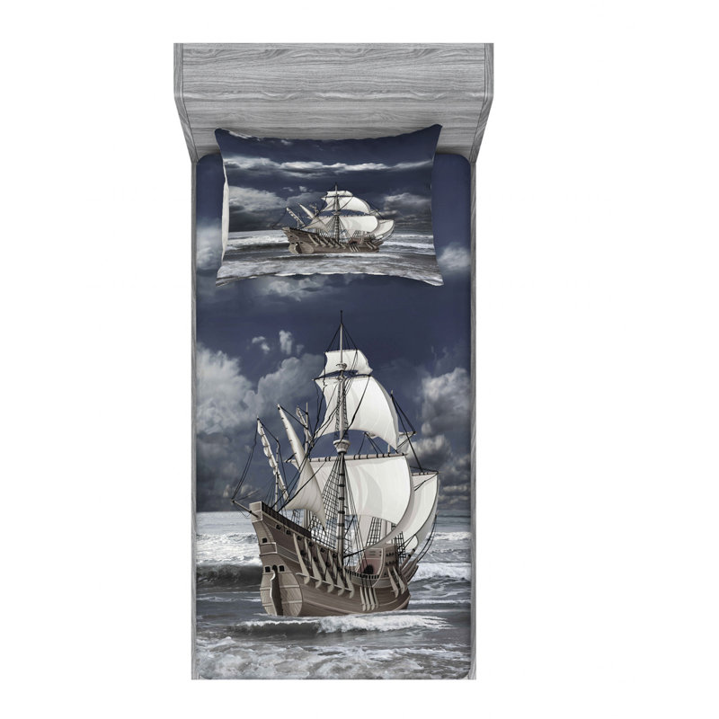 Ensemble de draps Cloudy Sky, Ensemble de draps pour lit simple avec drap-housse