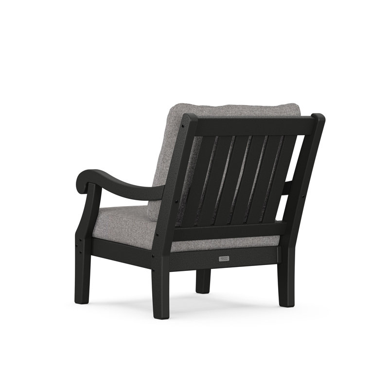 POLYWOOD x Birch Lane Veranda 4-Piece Deep Seating Set with Loveseat, Gray Mist Cushion/Black Frame