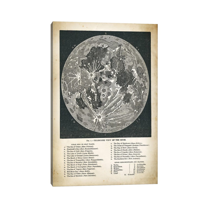 Moon Map by PatentPrintStore - Wrapped Canvas Print, 66.04 cm H x 45.72 cm W x 1.91 cm D