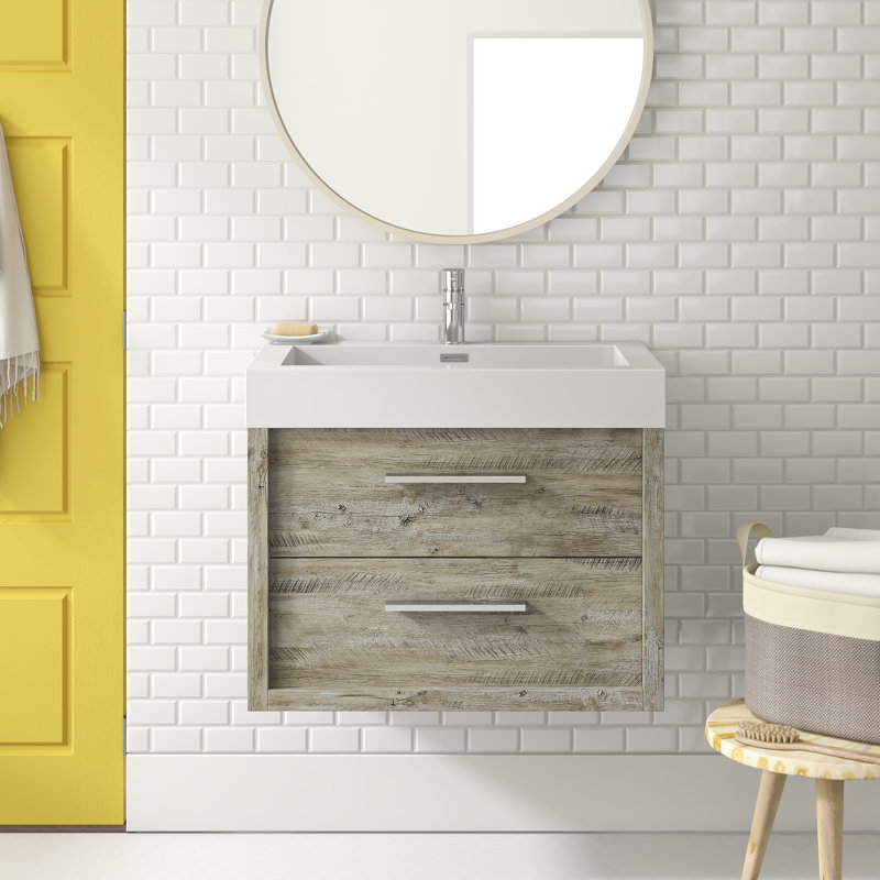 Walker 750mm Single Bathroom Vanity with Integrated Resin Basin, Light Sawn Oak