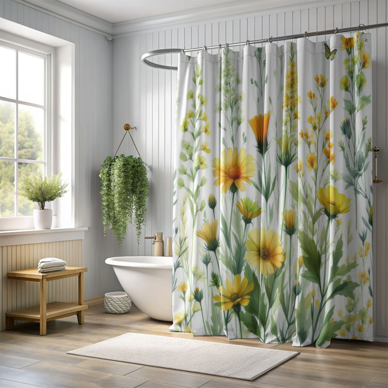 Rideau de douche standard 1 pièce Meadow Blooms, H 74 po x l 40 po