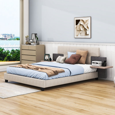 Queen Wood Low Profile Platform Bed with Bedside Shelves -  Latitude Run®, 2C41847F952E4BC2AAB18BC457119ECD