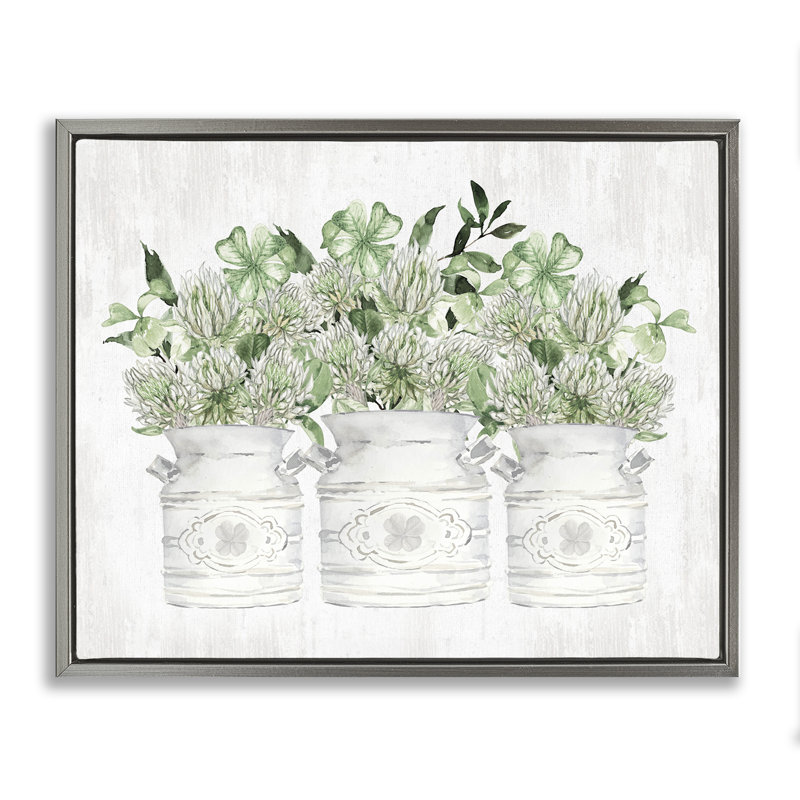 Cadre flottant Rustic Spring Shamrock Assortments, Cadre flottant gris lustré, H 17 po x l 21 po