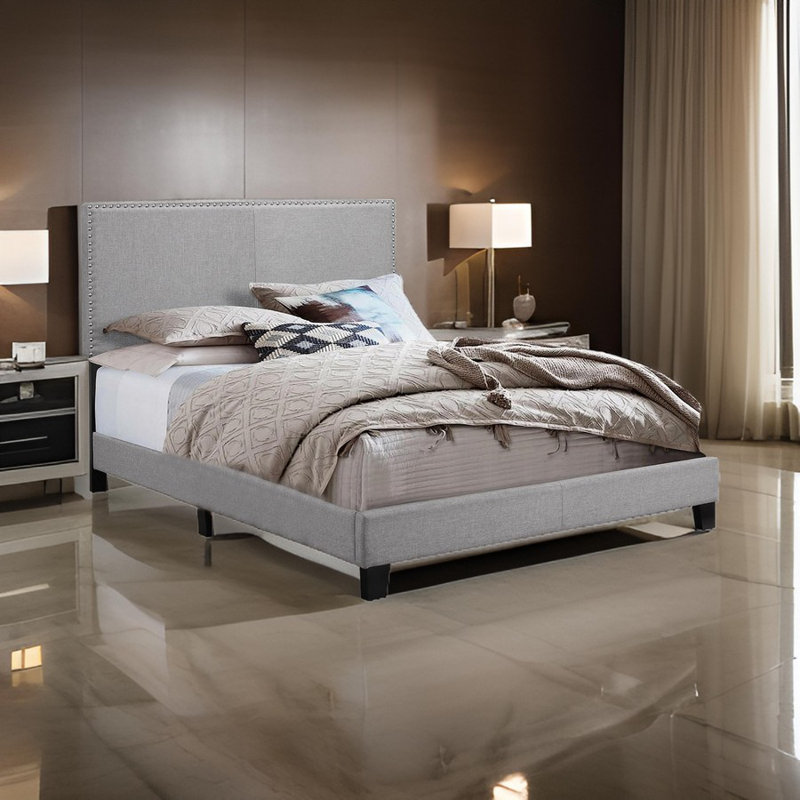Woodsum Upholstered Platform Bed, Queen, Gray