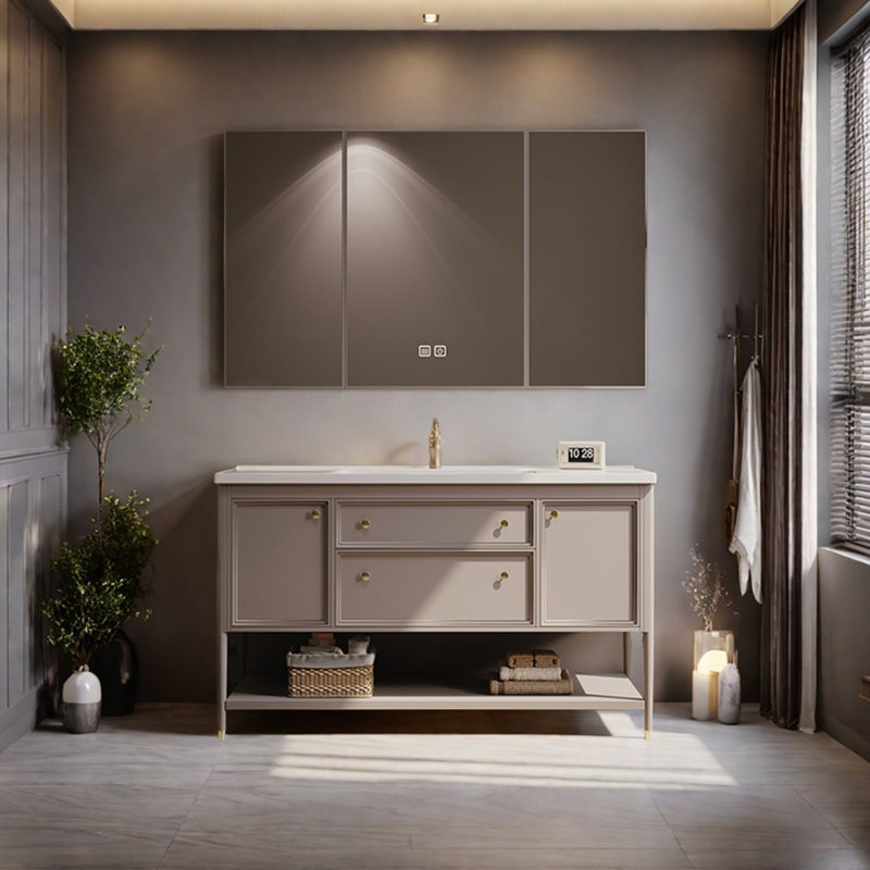 Armoire de salle de bain rétro de luxe à lumière française, H 32,3 po x l 51,5 po x P 19,6 po
