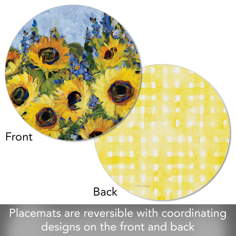 Sunflower Gallery Reversible Round Easy Care Placemats