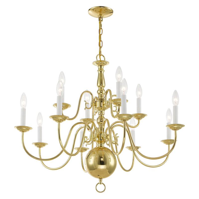 Benedetto 12 - Light Steel Chandelier, Polished Brass