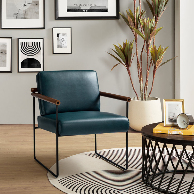 Fauteuil ergonomique en cuir Avelina, Similicuir turquoise